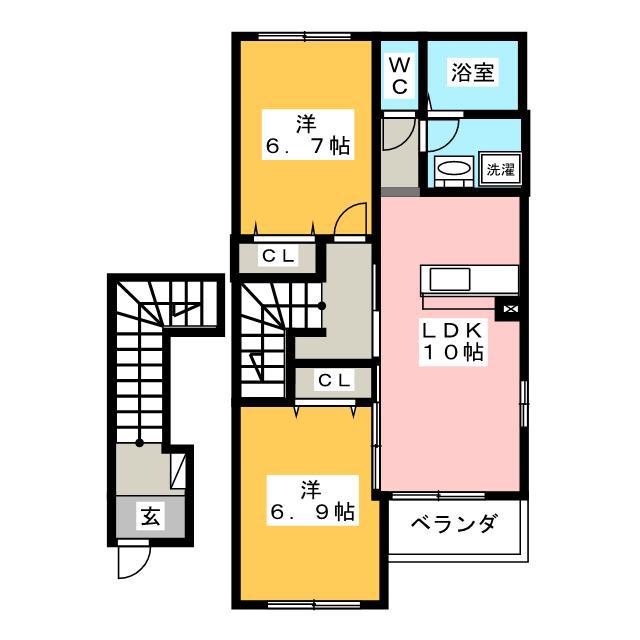 スターテラスマツ(2LDK/2階)の間取り写真