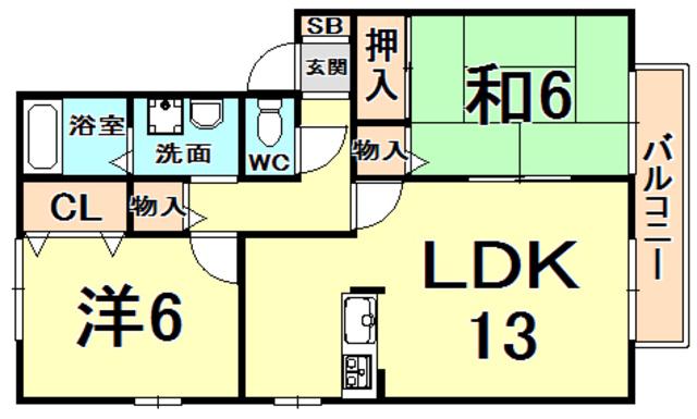 ASAHI21CENTURY(2LDK/2階)の間取り写真