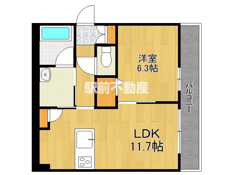 プラザ新鳥栖(1LDK/3階)の間取り写真
