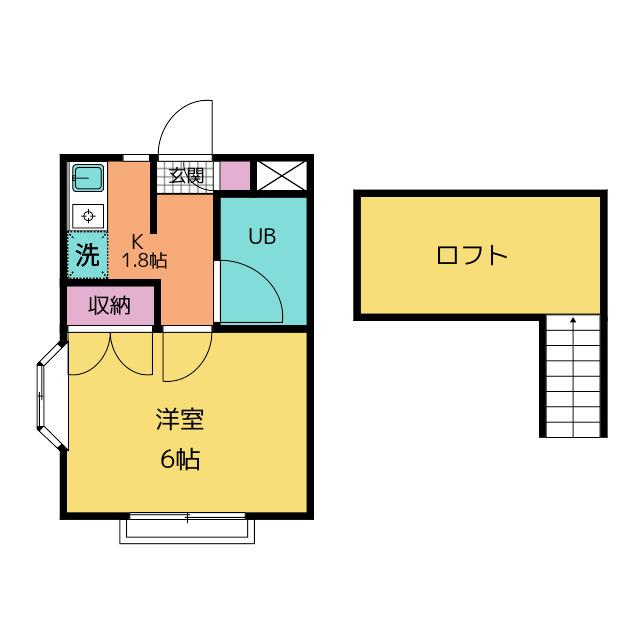 パ-クハイム(1K/2階)の間取り写真