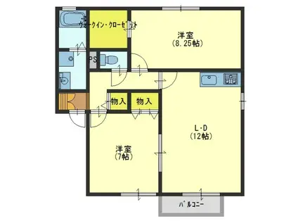 サニーサイドIZUMI(2LDK/1階)の間取り写真