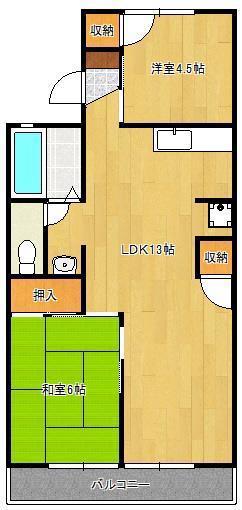 セジュール守恒A棟(2LDK/2階)の間取り写真