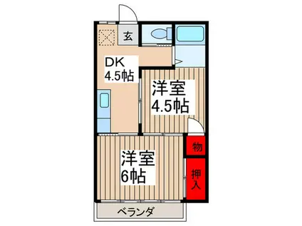 サンハウスA(2DK/1階)の間取り写真
