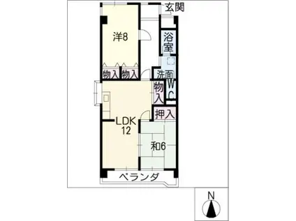 シャトースサキI(2LDK/4階)の間取り写真