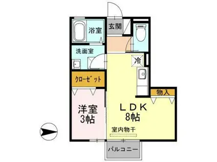 モアナ京田B(1LDK/2階)の間取り写真