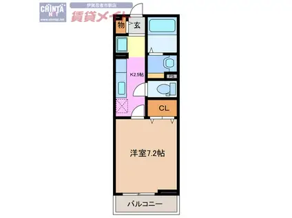 スターレジデンス西明寺B(1K/1階)の間取り写真