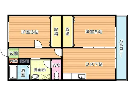 ソレイユ水巻(2DK/2階)の間取り写真