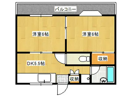 シティコスモ高田(2DK/2階)の間取り写真