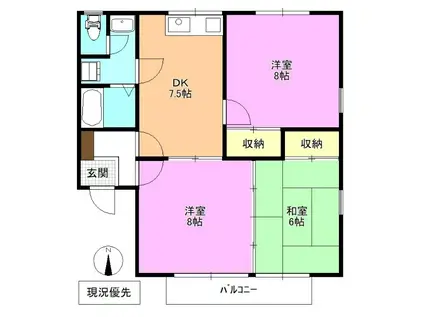 セジュール寺島 B棟(3DK/2階)の間取り写真