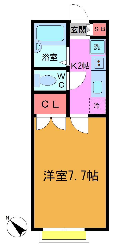 クレセールK(1K/1階)の間取り写真