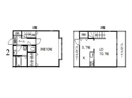 ラヴィータII(1LDK/1階)の間取り写真