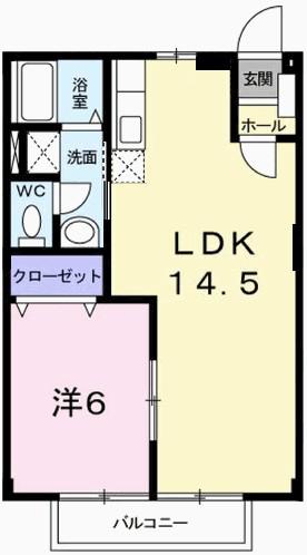 エスポワール御立 A棟(1LDK/1階)の間取り写真