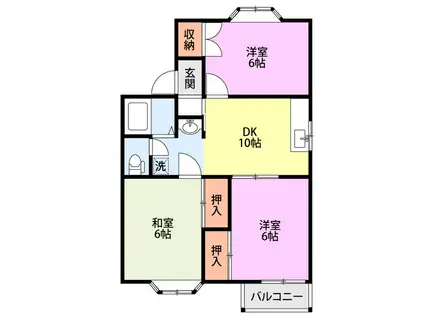 スプリングスハイツA(3DK/2階)の間取り写真