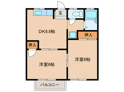 アリハラアネックス21(2DK/2階)の間取り写真