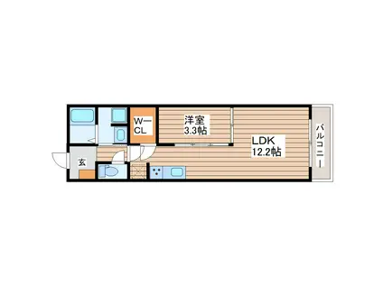 MOCXION成田町(1LDK/1階)の間取り写真