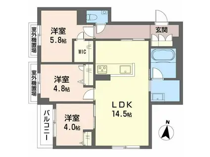 ゼーゲンハウス(3LDK/3階)の間取り写真
