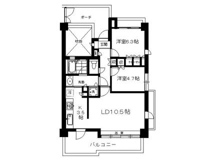 恵比寿シティハウス(2LDK/3階)の間取り写真