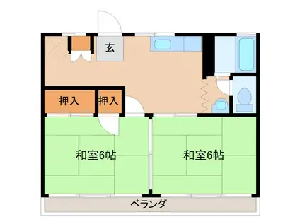 マルワレジデンス水海道第一(2DK/1階)の間取り写真