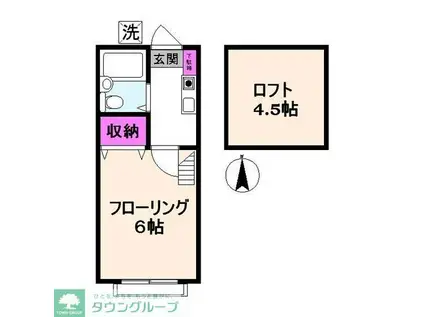 カーサ元町(ワンルーム/2階)の間取り写真