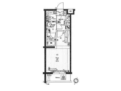 プレミアムキューブ三宿(1K/2階)の間取り写真