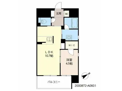 シャーメゾングランドソレイユ門司(1LDK/6階)の間取り写真