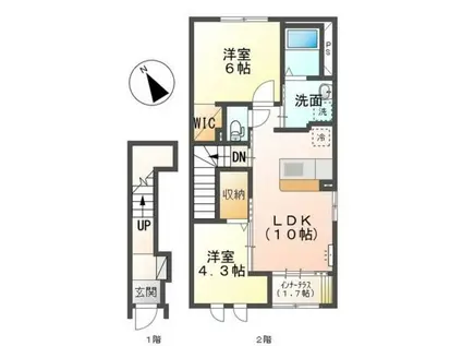 サザンウェーブII(2LDK/2階)の間取り写真