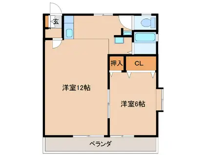 コーポくるま(1LDK/1階)の間取り写真