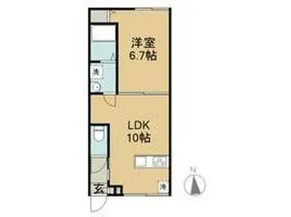 UNO PALLAZO(1LDK/2階)の間取り写真