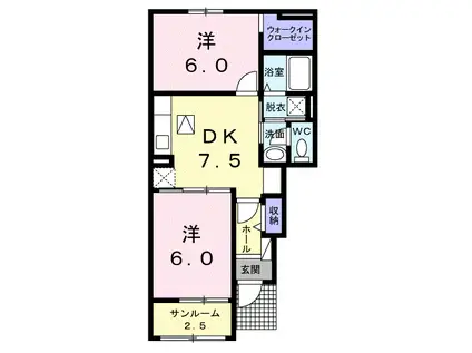 ストロベリー・SAM A(2DK/1階)の間取り写真