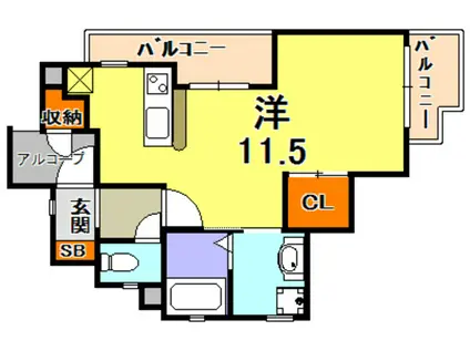 ワコーレヴィータ山本通(1K/2階)の間取り写真
