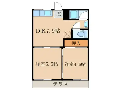 TRIDEC5-7(2DK/1階)の間取り写真