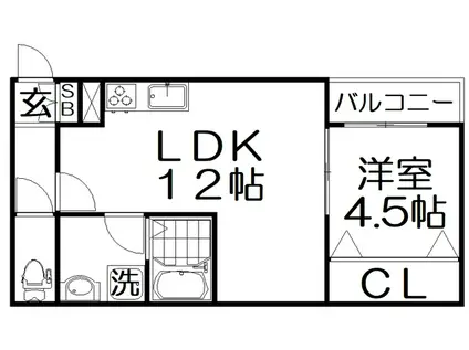 ディアコート長栄寺西棟(1LDK/1階)の間取り写真