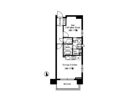 パークキューブ上野(ワンルーム/14階)の間取り写真