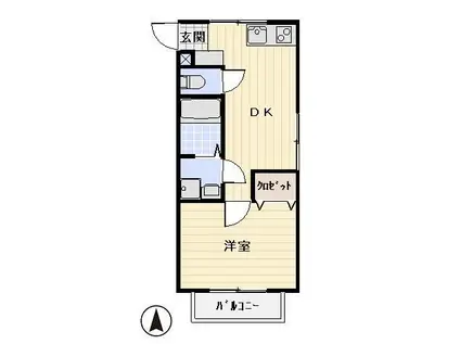 パインハーバーマンション(1DK/1階)の間取り写真