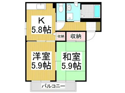 グリーンハウス B(2K/2階)の間取り写真