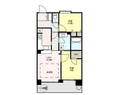 ユニ・アルス吹上プレジオ 202号(2LDK/2階)の間取り写真