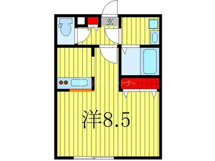 カインドネス柏(ワンルーム/3階)の間取り写真