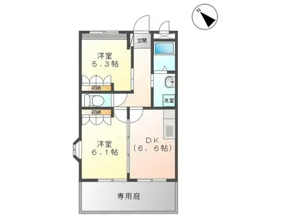 シャンティア(2DK/1階)の間取り写真