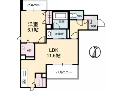 ヴィラ博丈井口A棟(1LDK/3階)の間取り写真
