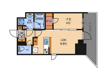 クレストコート靭公園 THE CLASS(1DK/3階)の間取り写真