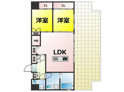ALZA北堀江(2LDK/11階)の間取り写真
