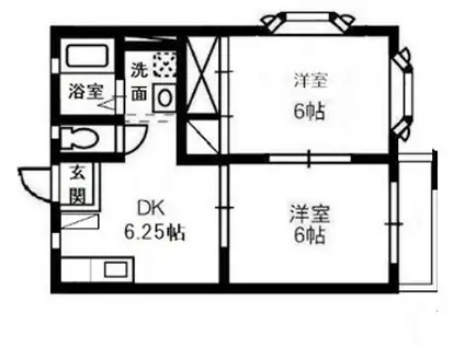 ジャン・ド・フルール(2DK/2階)の間取り写真