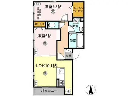 エマーブルMグラン II棟(2LDK/2階)の間取り写真