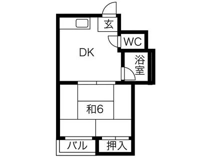 プレアール駒川II(1DK/5階)の間取り写真