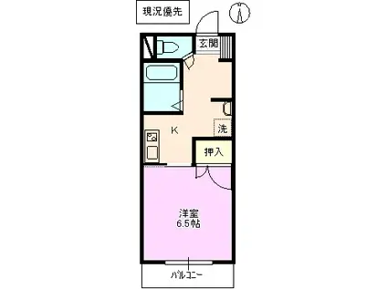 ピュア37(1K/2階)の間取り写真