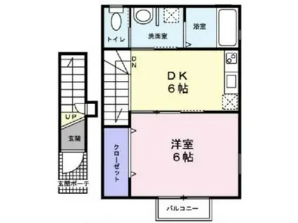 ドエル蕨(1DK/2階)の間取り写真