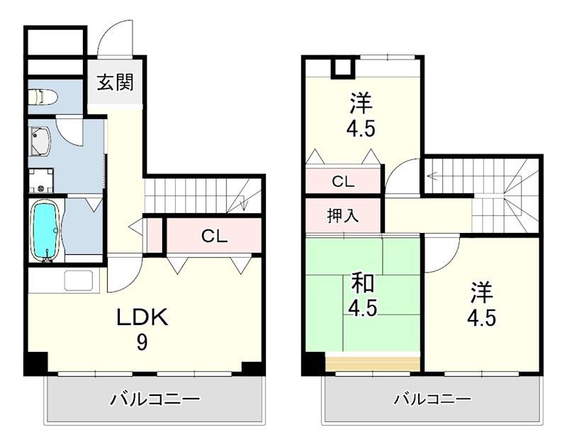 エスタ西宮(3LDK/7階)の間取り写真