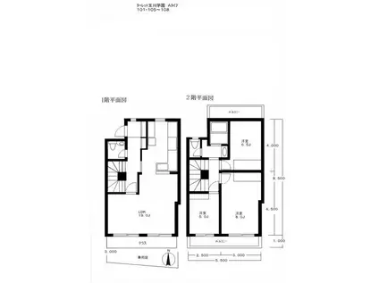 ターレット玉川学園(3LDK/2階)の間取り写真