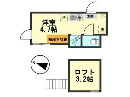 メゾン アンソレイエ(ワンルーム/1階)の間取り写真