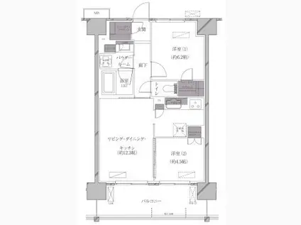 Aスタンダード芝浦(2LDK/5階)の間取り写真